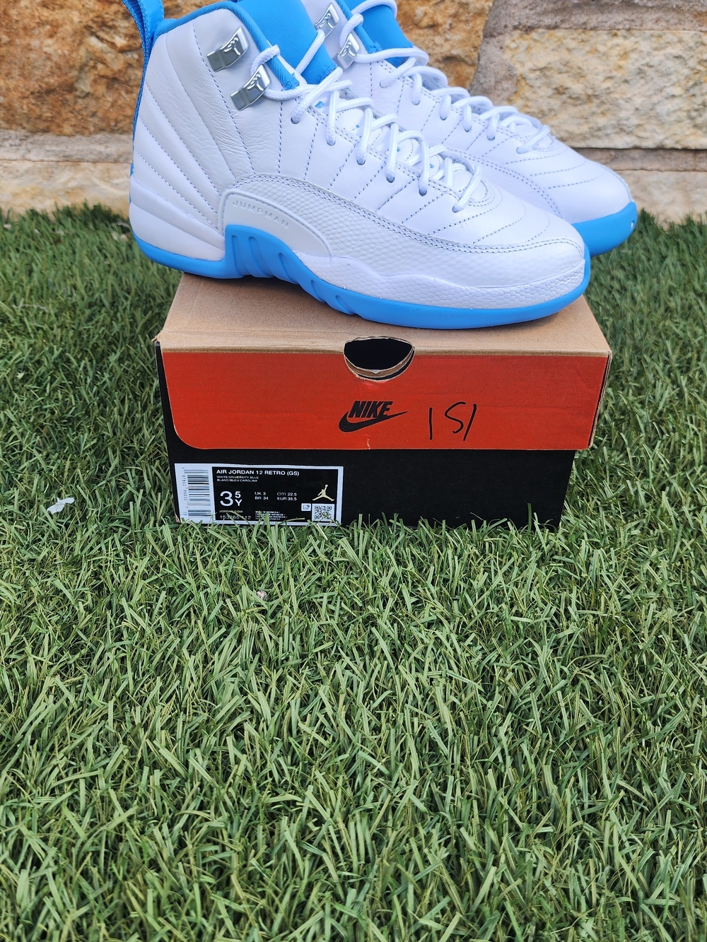 Jordan Kids White and Light Blue High-Top Sneakers